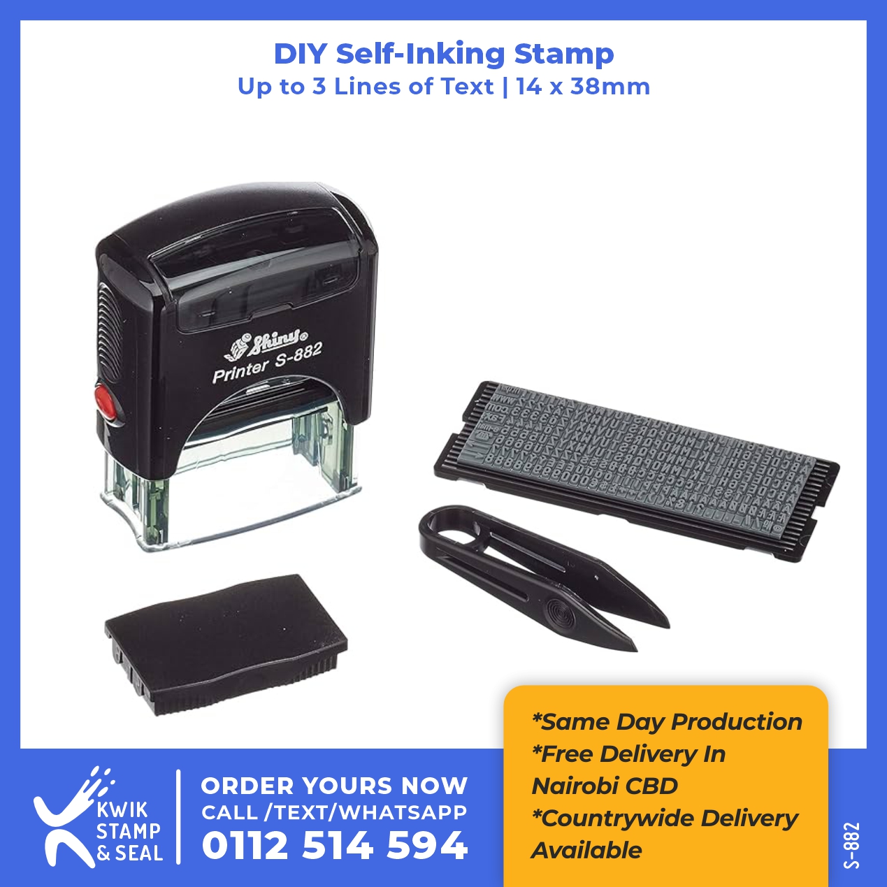 DIY Self-Inking Stamp | 14 x 38mm | Upto 3 lines of text